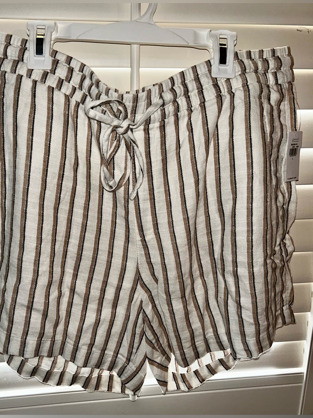 Old Navy White Shorts with Brown and Black Stripes